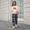 thumbnail image 1 of Tfken Outfits Sets For Children Girls Casual Letter Print Sweatshirt Wide-Leg Pant Hooded Beige Outfit Set Size 11-12 Years, 1 of 5