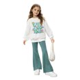 thumbnail image 1 of Tfken Outfits Sets For Children Girls Crew Neck Long Sleeve Letter Print Sweatshirt Flare-Leg Ankle Pant Autumn Clothing Sets White Size 11-12 Years, 1 of 6