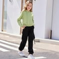 thumbnail image 1 of Tfken Outfits Sets For Children Girls Hooded Athleisure Solid Color Trendy Sweatshirt Pant Outfit Set Green Size 13-14 Years, 1 of 5