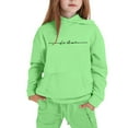 thumbnail image 1 of Tfken Outfits Sets For Children Girls Size 5-6 Years Cute Athleisure Sweatshirt Pant Letter Print Hooded Green Outfit Set, 1 of 4