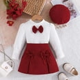 thumbnail image 1 of Tfken Outfits Sets For Teen Girls Daily Wear Solid Color Sweater Skirt Bow Long Sleeve Wine Clothing Sets Size 3-4 Years, 1 of 9
