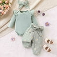 thumbnail image 1 of Tfken Outfits Sets For Teen Girls Flower Print Long Sleeve Bodysuit Pants Elegant Green Clothing Sets Size 18-24 Months, 1 of 8