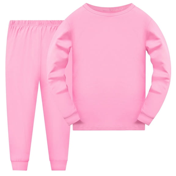 Tfken Pajama Set For Boys Crew Neck Long Sleeve Solid Color Sweatshirt Pants Daily Wear Autumn Outfits Sets Pink Size 7-8 Years