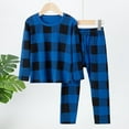thumbnail image 1 of Tfken Pajama Sets For boys Kids Size 4-5 Years Fall Plaid Print Long Sleeve Pants Set 2025 Blue Sleepwear, 1 of 6