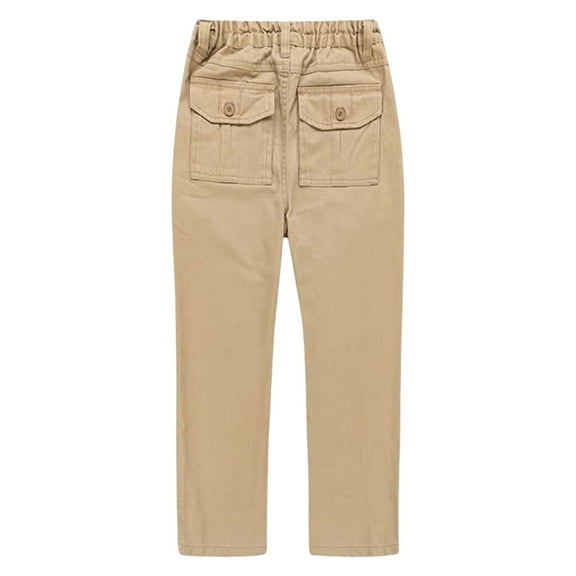 Tfken Pants For Boys Children Elastic Waist Full-Length Straight Leg Energetic Comfortable Khaki Trousers Size 3-4 Years