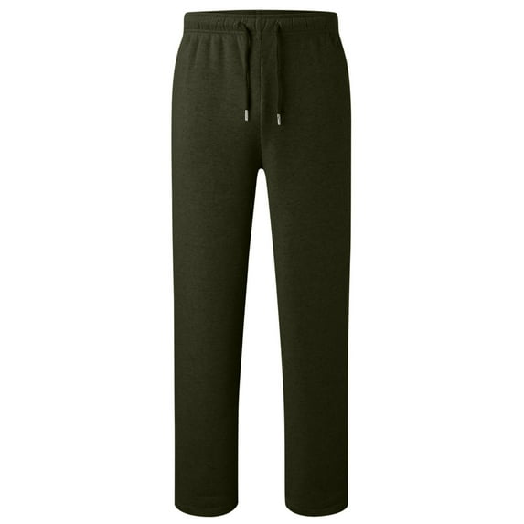 Tfken Pants For Boys Children Size 15-16 Years Solid Color Sweatpant Relaxed Drawstring Waist Classic-Fit Straight-Leg Dark Green Trousers