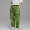 thumbnail image 1 of Tfken Pants For Boys Kids Fashion Outdoor Drawstring Waist Cargo Camouflage Print Army Green Trousers Size 6-7 Years, 1 of 6