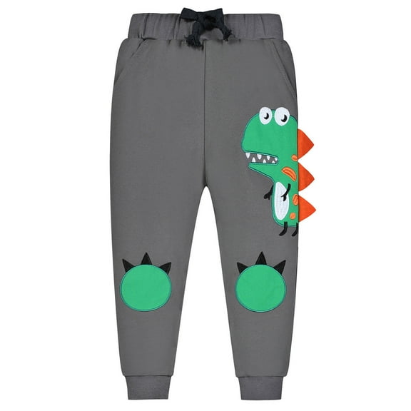 Tfken Pants For Boys Kids Joggers Dinosaur Print Elastic Waist Warm Sweatpants Trousers Gy3 Size 4-5 Years