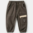 thumbnail image 1 of Tfken Pants For Boys Kids Pocket Daily Wear Cartoon Print Elastic Waist Breathable Coffee Trousers Size 3-4 Years, 1 of 3