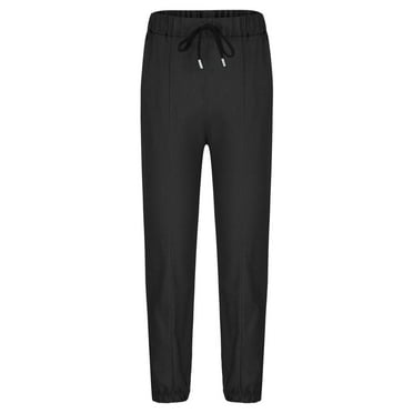 Tfken Pants For Boys Toddler Straight Drawstring Waist Fashion Cute Trousers Black Size 4-5 Years