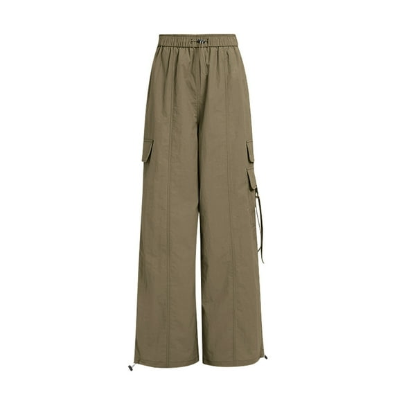 Tfken Pants For Girls Child Size 15-16Years Cargo Ankle-Length Drawstring Waist Relaxed Relaxed Army Green Trousers