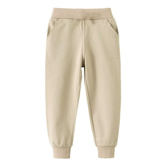 Tfken Pants For Girls Toddler Sweatpants Elastic Waist Joggers Stretch Beige Trousers Size 3-4 Years
