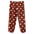 thumbnail image 1 of Tfken Pants For Girls Toddler Taper Casual Polka Dot Elastic Waist Flannel Fleece Trousers Khaki Size 3-4 Years, 1 of 3