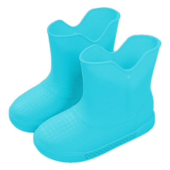 Tfken Rain Boots For Girls Boys Size 5-5.5 Years Closed Toe Waterproof Solid Color Relaxed Fit Rubber Blue Shoes