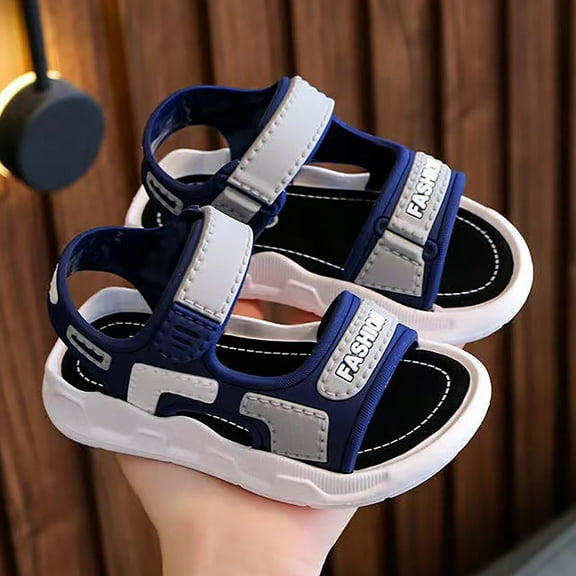 Tfken Sandals For Boys Fashion Flatform Sport Athletic Open Toe Double Buckle Patchwork 2025 Blue Children Toddler Sandal Size 2-2.5 Years