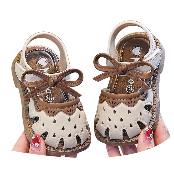 Tfken Sandals For Girls Kids Closed Toe Adjustable Ankle Strap Patchwork Hollow Out Outdoors Beach Sandal White Size 6-9 Months