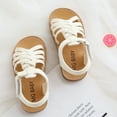 thumbnail image 1 of Tfken Sandals For Girls Kids Outdoors Flatform Weave Open Toe Adjustable Ankle Strap Casual White Sandal Size 3-3.5 Years, 1 of 7