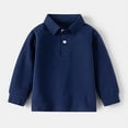 thumbnail image 1 of Tfken Shirts Child Little Boys Comfortable Long Sleeve Solid Color Lapel Neck Tee Navy Trendy Tops Size 3-4 Years, 1 of 8