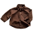 thumbnail image 1 of Tfken Shirts For Boys Collared Long Sleeve Solid Color Blouse Trendy School Uniform Tops Coffee Size 4-5 Years, 1 of 3