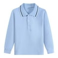 thumbnail image 1 of Tfken Shirts For Woman Lapel Neck Long Sleeve Solid Color Tee For Teen Dressy Cozy Breathable Light Blue Tops Size 11-12 Years, 1 of 7