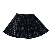 Tfken Short Skirts For Girls Child Sequins Daily Wear Comfortable Skirt Black Size 8-9 Years