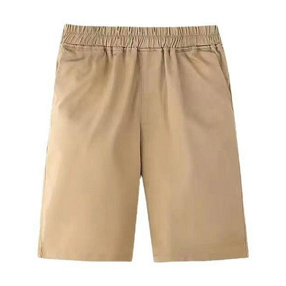 Tfken Shorts For Boys Toddler Solid Color Elastic Waist Knee-Length Walkshorts Breathable Fashion Half Pant Khaki Size 11-12 Years