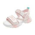 thumbnail image 1 of Tfken Skid-Resistant Sandals Little Girls Summer Walking Shoe Holiday Open Toe Soft Flatform Sandals Lightweight Shoes Fashion Beach Teen Footwear Daily Comfortable Size 4-4.5 Years Pink, 1 of 7