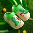 thumbnail image 1 of Tfken Slippers Clogs For Boys Girls Dinosaur Print Adjustable Ankle Strap Closed Toe Pool Cute Eva Children Toddler Water Shoes Green Size 3.5-4 Years, 1 of 3