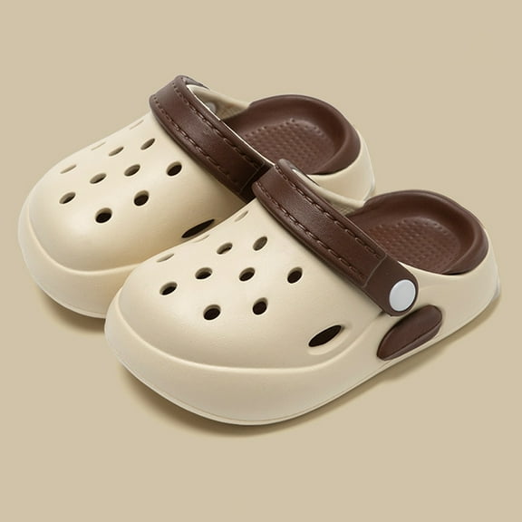 Tfken Slippers Clogs For Kids Boys Girls Breathable Soft Swivel Ankle Strap Khaki Eva Toddler Child Sandals Size 4-5 Years