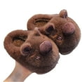 thumbnail image 1 of Tfken Slippers For Girls Boys Fleece Cute Round Toe Flatform Slip-On Capybara Print Coffee Slippers Size 6-7 Years, 1 of 4
