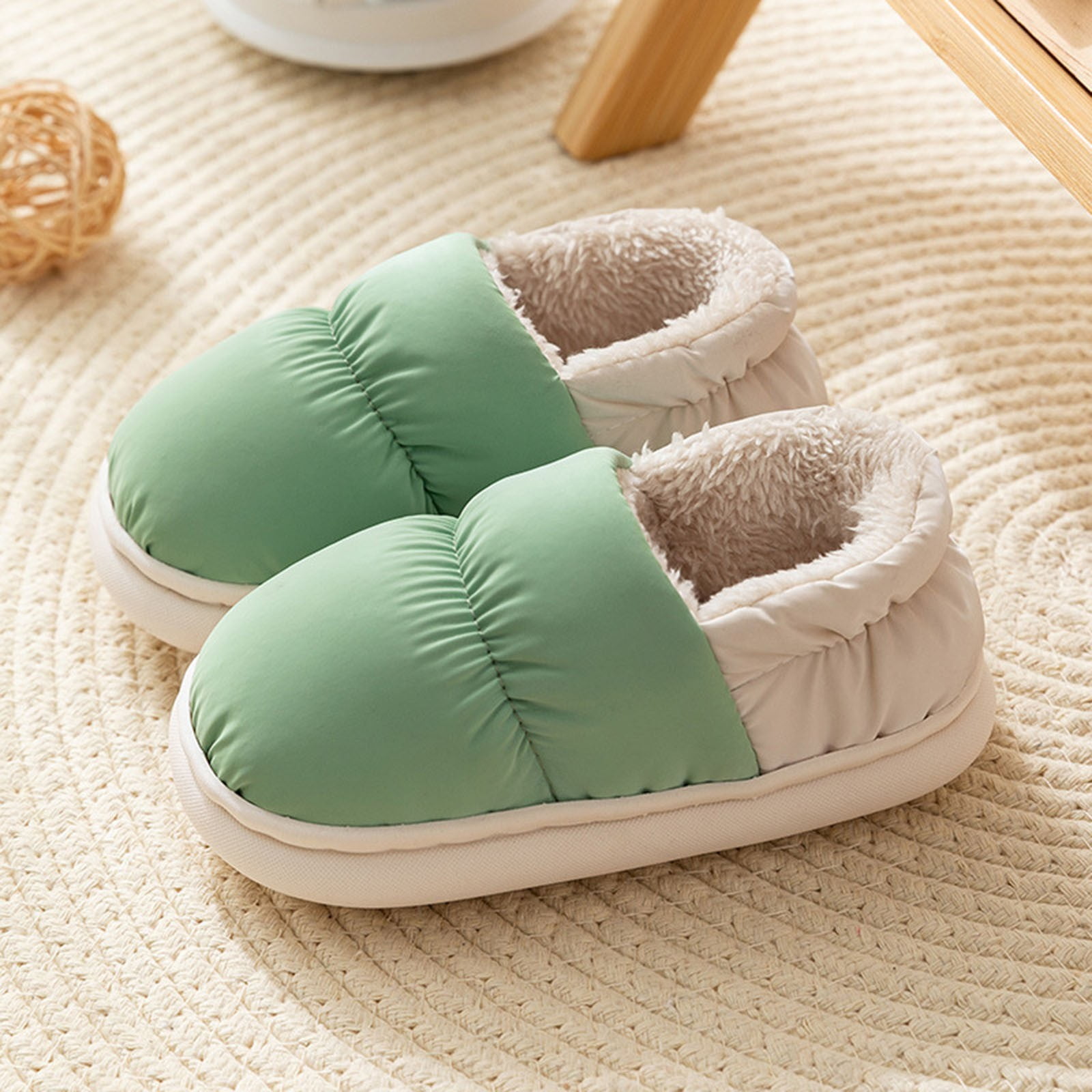 Tfken Slippers For Girls Teen Cozy Fuzzy Plush Lining Closed Heel Solid ...