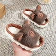 thumbnail image 1 of Tfken Slippers For Girls Toddler Size 4-5 Years Slip-On Open Toe Cushy Capybara Print House Shoes Coffee, 1 of 9