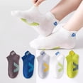 thumbnail image 1 of Tfken Socks For Boys Child Letter Print Ankle Tube 5 Pairs Mesh White Breathable Size 6-8 Years, 1 of 8