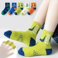 thumbnail image 1 of Tfken Socks For Boys Child Letter Print Quarter Casual 5 Pairs Mesh Green Sports Size 6-8 Years, 1 of 9