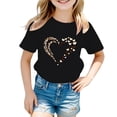 thumbnail image 1 of Tfken Soft Comfy Tops For Girls Daily Wear Holiday Short Sleeve Tees Tshirts Graphic Print T-Shirts Fashion Child Stretch Clothes Size 3-4 Years, 1 of 4