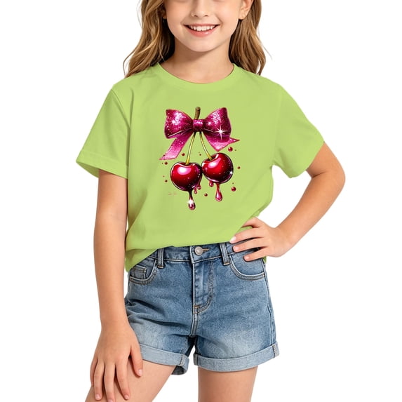 Tfken Soft Comfy Tops For Girls Daily Wear Holiday Short Sleeve Tees Tshirts Graphic Print T-Shirts Fashion Toddler Classic Clothes Size 10-12 Years