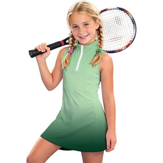 Tfken Soft Dresses Girls Comfy Holiday Travel Girls Gradient Dresses Sleeveless Sportswear Athletic Quarter Zip Child Classic Clothes Size 4-5 Years