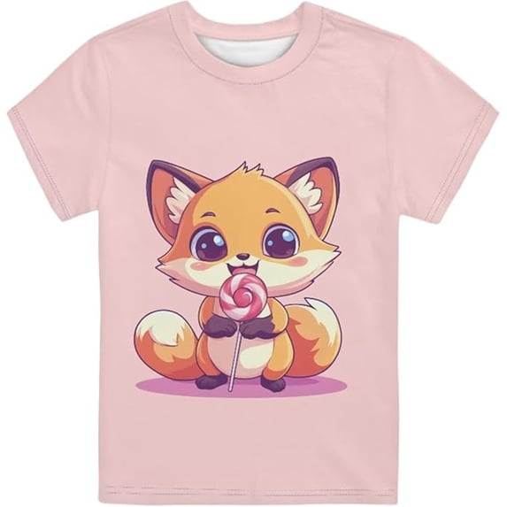 Tfken Soft Tops For Girls Comfy Daily Wear Holiday Summer Short Sleeve Tshirts Tees Print Graphic Comfortable T-Shirts Kids Cute Clothes Size 5-6 Years