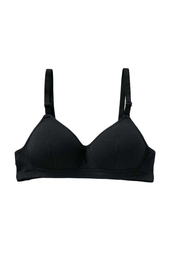 Soft Training Bras Girls Underwear Wireless Bralette Adjustable Strap Padded Support Cami Bra Girls Stretchy Underclothes Size 16-18 Years Black