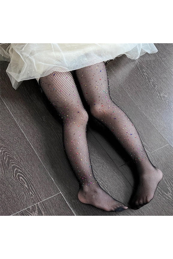 Stockings For Big Girls Teen Solid Color Thigh-High Shaper 1 Pairs Mesh Black Size 12-15 Years