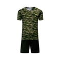thumbnail image 1 of Tfken Summer Boys Outfit Sets Crew Neck Short Sleeve Print Tops With Solid Color Shorts Set Fashion Summer Baby Cute Outfit Green Size 4-5 Years, 1 of 3