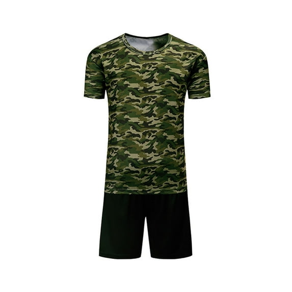 Tfken Summer Boys Outfit Sets Crew Neck Short Sleeve Print Tops With Solid Color Shorts Set Fashion Summer Baby Cute Outfit Green Size 4-5 Years