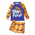 thumbnail image 1 of Tfken Summer Boys Swimwear Crew Neck Long Sleeve Dinosaur Print Tops With Trunks Set Fashion Swimsuit Beach Swimming Kids Comfortable Bathing Suit Black Size 3-4 Years, 1 of 9