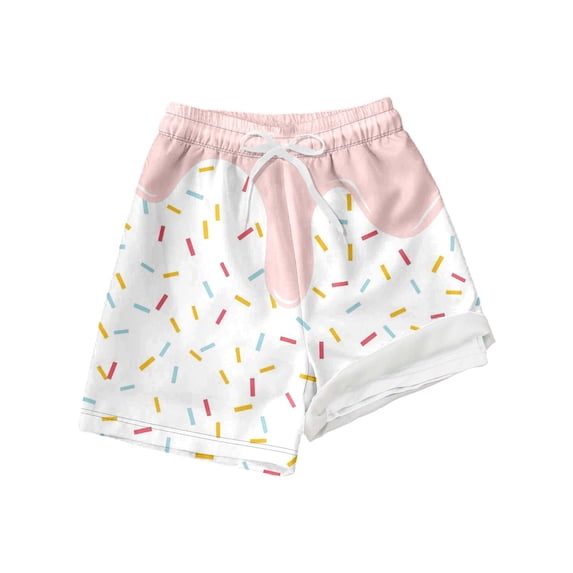 Tfken Summer Boys Swimwear Drawstring Print Swim Trunks Trendy Beach Swimsuit Kids Comfortable Bathing Suit Pink Size 5-6 Years
