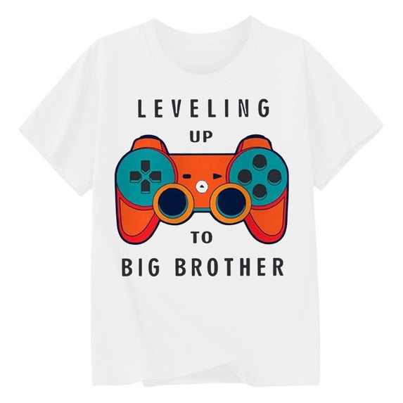 Tfken Summer Boys Tshirts Letter Print Crew Neck Short Sleeve Tops Summer Fashion Casual Children Soft Tops White Size 1-2 Years