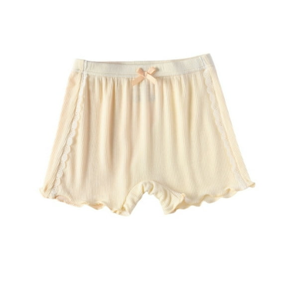 Tfken Summer Girls Shorts Solid Color Elastic Waist Lace Shorts Casual Daily Wear Soft Clothes Yellow Size 18-24 Months