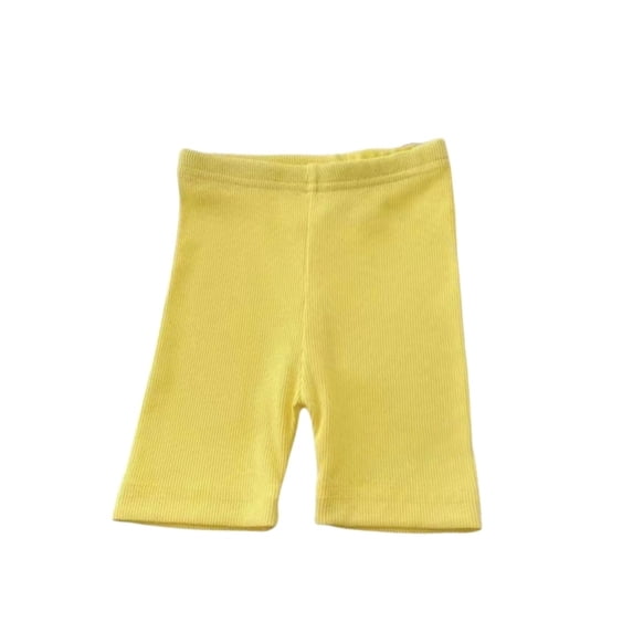 Tfken Summer Girls Shorts Solid Color Elastic Waist Shorts Casual Daily Wear Kids Soft Clothes Yellow Size 4-5 Years