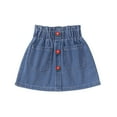thumbnail image 1 of Tfken Summer Girls Skirts Elastic Waist Solid Color Denim Skirts With Pockets And Flower Casual Trendy Teen Comfortable Clothes Blue Size 18-24 Months, 1 of 8