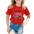 thumbnail image 1 of Tfken Summer Girls Tshirts Crew Neck Letter Print Short Sleeve Tops Fashion Back To School Toddler Soft Tops Red Size 12-13 Years, 1 of 4