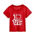 thumbnail image 1 of Tfken Summer Girls Tshirts Letter Print Crew Neck Short Sleeve Tops Trendy Casual Kids Comfortable Shirts Red Size 7-8 Years, 1 of 3